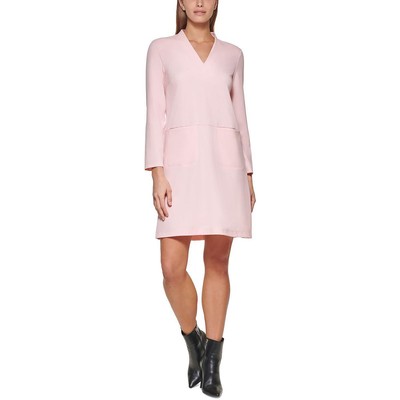 Женское розовое платье-сорочка DKNY с застежкой-молнией выше колена и длинными рукавами 10 BHFO 9102