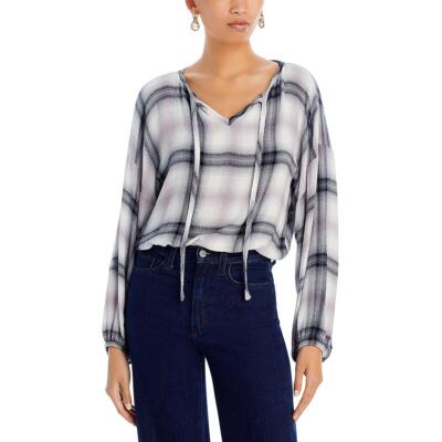 Bella Dahl Womens Plaid Tie Neck Casual Pullover Top Blouse BHFO 3650
