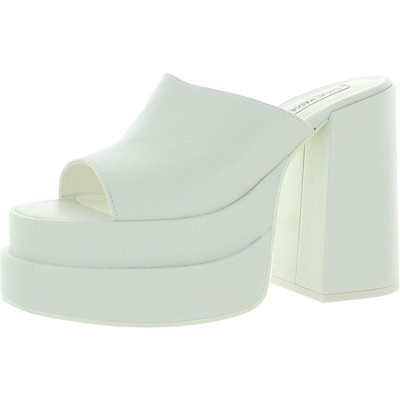 

Женские белые кожаные босоножки Steve Madden Cagey на каблуке 6, средний (B,M) BHFO 3226, White leather