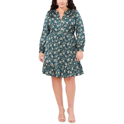 Женское многоярусное платье-сорочка длиной до колен с цветочным рисунком Vince Camuto Plus BHFO 9022