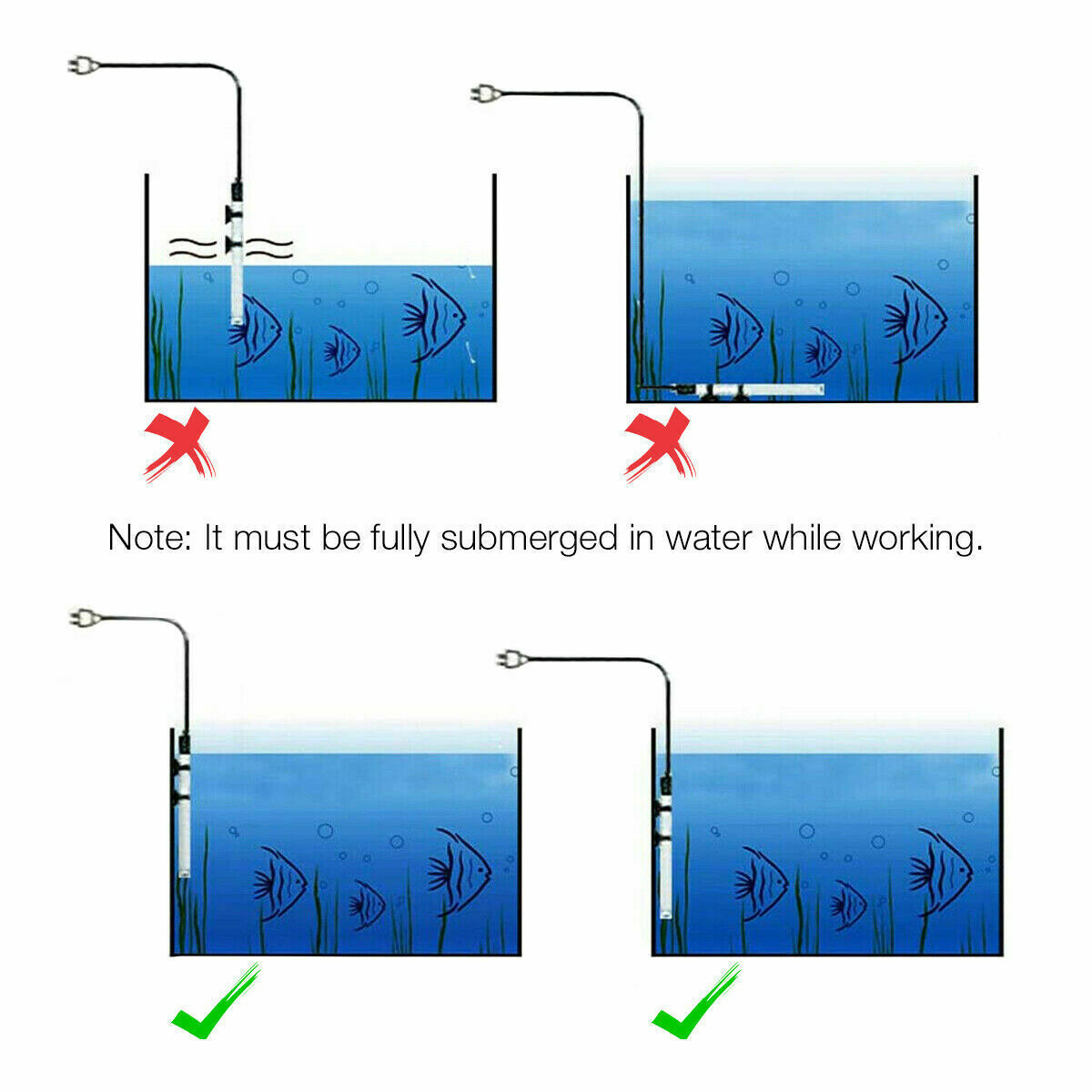25W-300W Submersible Aquarium Fish Tank Heater Rod Heating Adjustable Thermostat