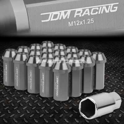 КОМПЛЕКТ ГАЕК JDM CLOSE-END ИЗ АЛЮМИНИЯ СЕРЕБРИСТОГО ЦВЕТА С 20 НАКОНЕЧНИКАМИ + АДАПТЕР M12X1.25 ДИАМЕТРОМ 25 ММ / ВЫСОТОЙ 50 ММ