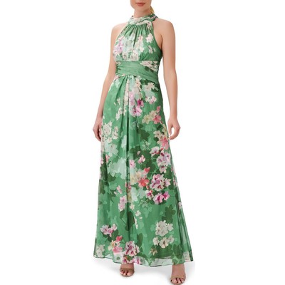 

Adrianna Papell Женское шифоновое макси летнее платье с лямкой на шее BHFO 2443, Green multi