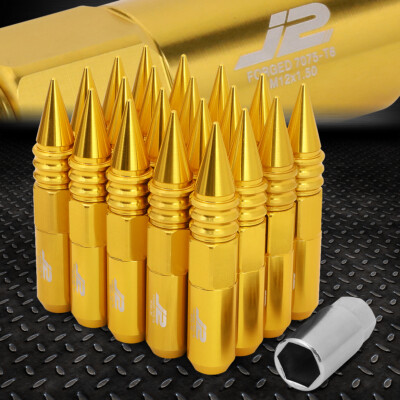 J2 ENGINEERING 7075 АЛЮМИНИЙ M12X1.5 20ШТ 107ММ ГАЙКА С ЗАОСТРЕННЫМ НАКОНЕЧНИКОМ + ПЕРЕХОДНИК ЗОЛОТОЙ