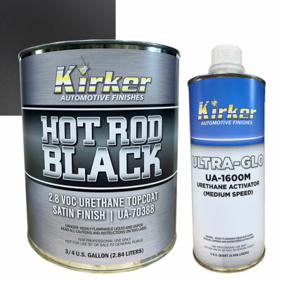 0.75 Gal Kirker Hot Rod Black Satin Car Paint UA-70388  Med Activator UA-1600M