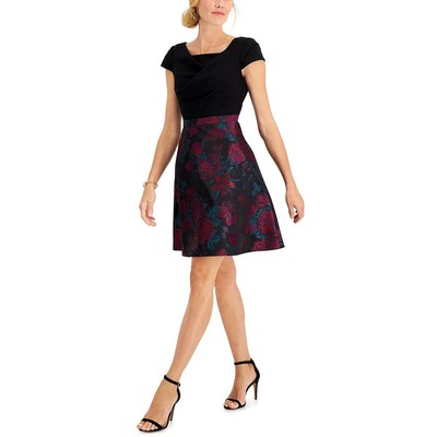 

Adrianna Papell Женское платье выше колена с расклешенным принтом BHFO 1175, Black multi