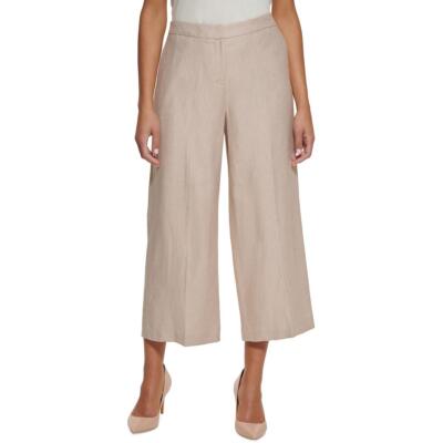 

Calvin Klein Женская льняная трикотажная рабочая одежда Широкие брюки Petites BHFO 0838, Wheat cream