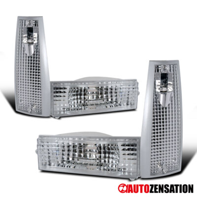 Fits 84-96 Jeep Cherokee Clear Lens Corner Turn Signal Lights+Bumper Lamps Pair