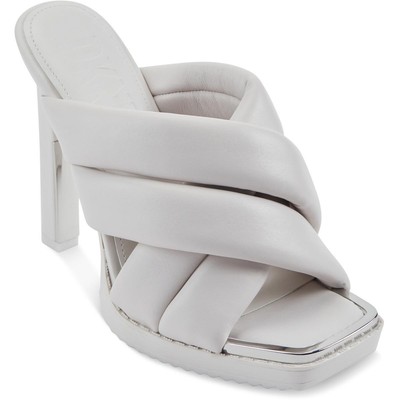 

DKNY Женские кожаные туфли цвета слоновой кости Madena на каблуке с открытым носком 9, средний (B,M) BHFO 5695, Nappa leather sand