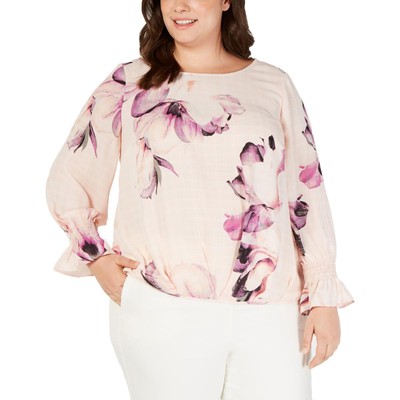 Женская розовая блузка с цветочным принтом Alfani Plus 3X BHFO 1781