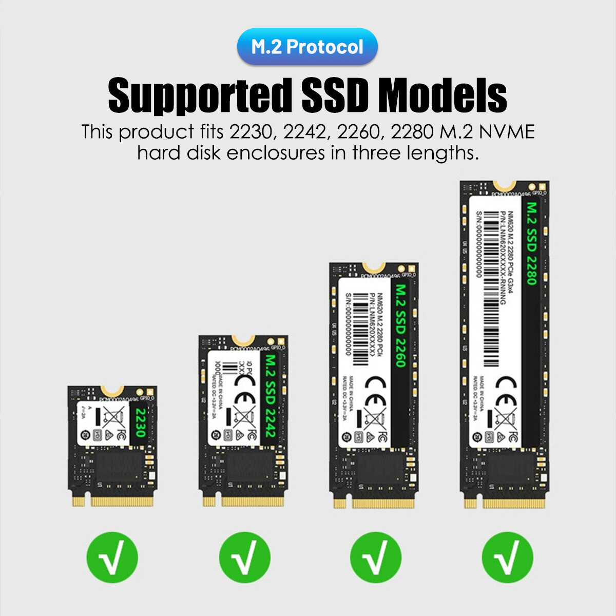 M.2 NVMe SSD To USB 3.1 Type C Drive External Enclosure Case Adapter 10 Gbps