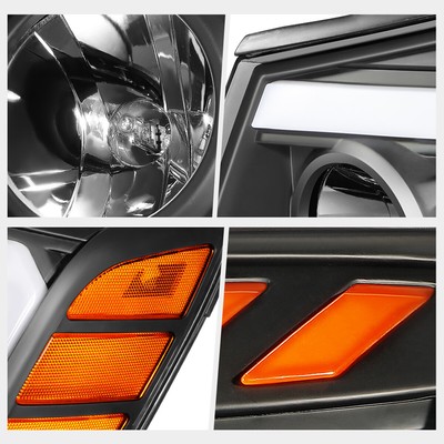 For 04-15 Titan/05-07 Armada LED DRL+Turn Signal Projector Headlight Black/Amber