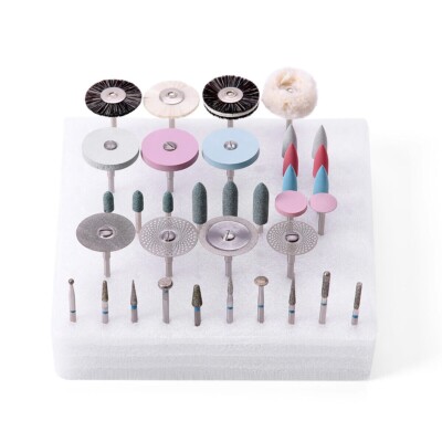 Dental Lab 35 Pcs Polishing Burs HP Kit Disc Brush Stone for Ceramics Porcelain