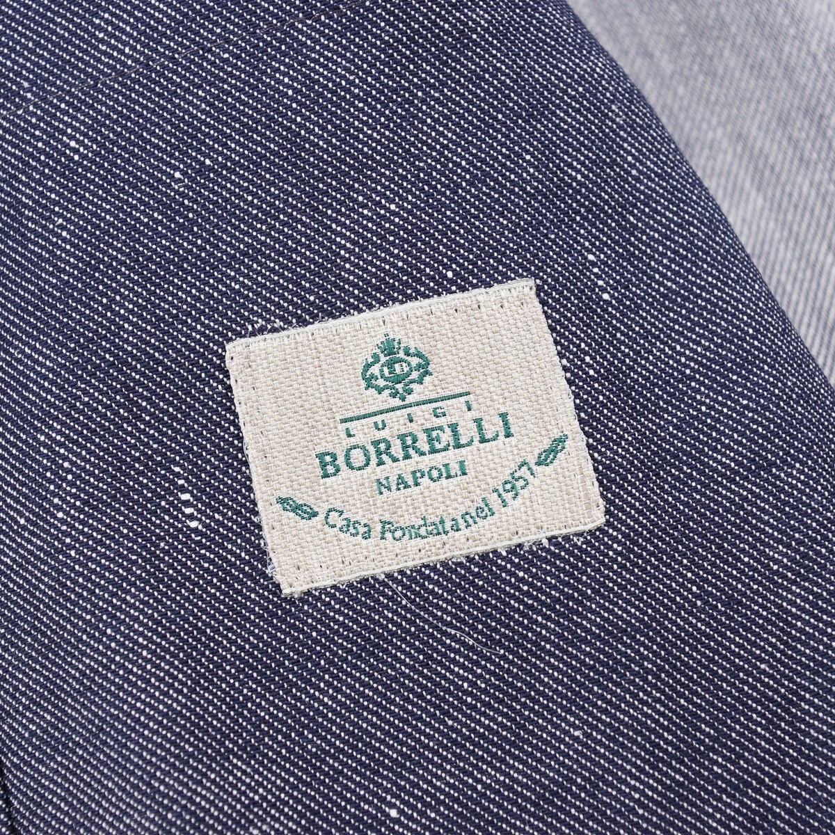 Pre-owned Luigi Borrelli Unlined Chambray Suit With Drawstring Jogger Pants 40r (eu50) In Blue