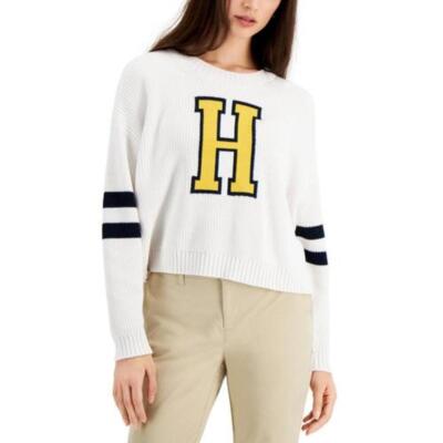 

Tommy Hilfiger Женская вязаная рубашка с круглым вырезом Укороченный свитер BHFO 6291