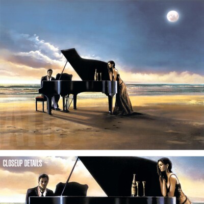 40W''x30H'' MOONLIGHT SERENADE by RON DI SCENZA - PIANO BEACH CHOICES of CANVAS