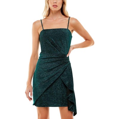 Женское вечернее мини-платье Trixxi зеленого цвета металлик с присборкой для юниоров M BHFO 4605