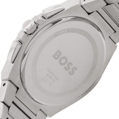 Pre-owned Hugo Boss Mens Wristwatch  Steer 1514048 Chrono Stainless Steel Blue
