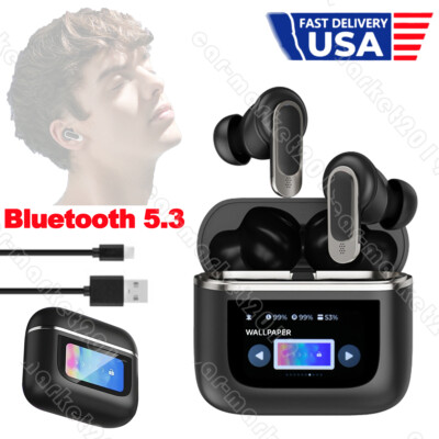 TWS Smart Touch Screen Earbuds Wireless Bluetooth Headphones Headset Mic Stereo