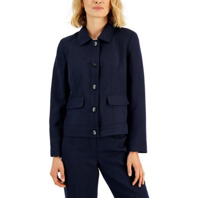 Женский темно-синий однотонный двубортный блейзер Le Suit Petites 10P BHFO 4632