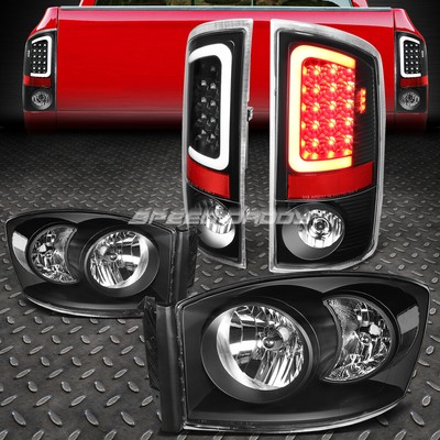 ЧЕРНЫЙ КОРПУС, ПРОЗРАЧНАЯ ФАРА + ПРОЗРАЧНАЯ СВЕТОДИОДНАЯ ПАНЕЛЬ, ЗАДНИЙ СТОП-СИГНАЛ ДЛЯ 07-09 DODGE RAM