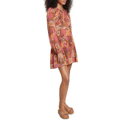 

Женское короткое летнее мини-платье ALC Izzy Orange с вырезом  BHFO 3932, Pink/orange