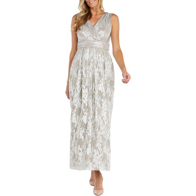 R&M Richards Womens Full Length Metallic Evening Dress Gown Plus BHFO 6237