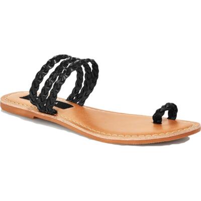 Женские туфли на плоской подошве из черной кожи с плетением Aqua Womens Slay 9.5 Medium (B, M) BHFO 2617