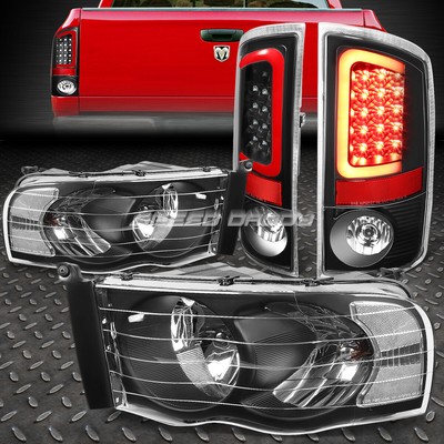 ЧЕРНЫЙ КОРПУС ФАРЫ С ПРОЗРАЧНЫМ УГЛОМ + 3D СВЕТОДИОДНЫЙ ЗАДНИЙ СТОП-СИГНАЛ ДЛЯ 02-05 DODGE RAM