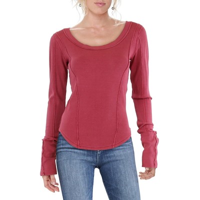 Free People Womens Pink Ribbed Long Sleeves Pullover Sweater Top M BHFO 4154