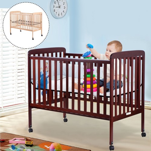 Details About Newborn Baby Toddler Bed Pine Wooden Bedroom Furniture W Safety Rails New