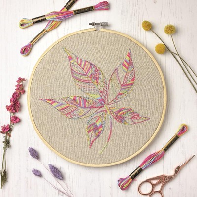 Anchor stamped freestyle stitch kit ''Leaf Linen'', 25x25cm, DIY