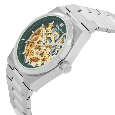 Pre-owned Mathey-tissot Zeus Skeleton Automatic Green Dial Men's Watch H118cfav