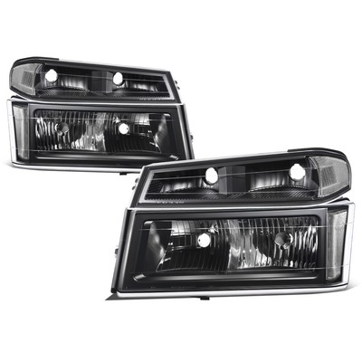 For 04-12 Chevy Colorado GMC Canyon Headlights Lamps Clear Corner Black Housing