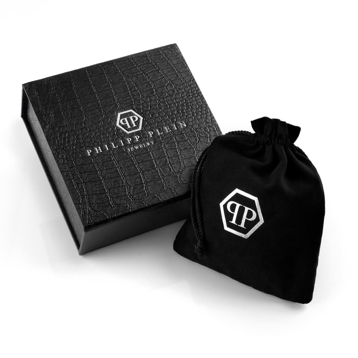 Pre-owned Philipp Plein Men's Ring Stainless Steel Ip Gold 3d Skull Pj8aa26r In White