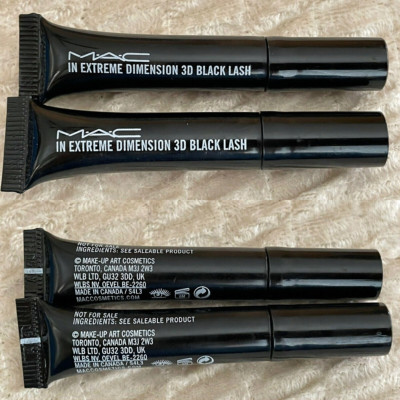 4 X MAC In Extreme Dimension 3D Black Lash Mascara Mini Travel Size 1 g/0.03 oz