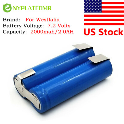 SOLDERING REQUIRED 2000mah for Westfalia 7.2V tool battery pack 110692 387910