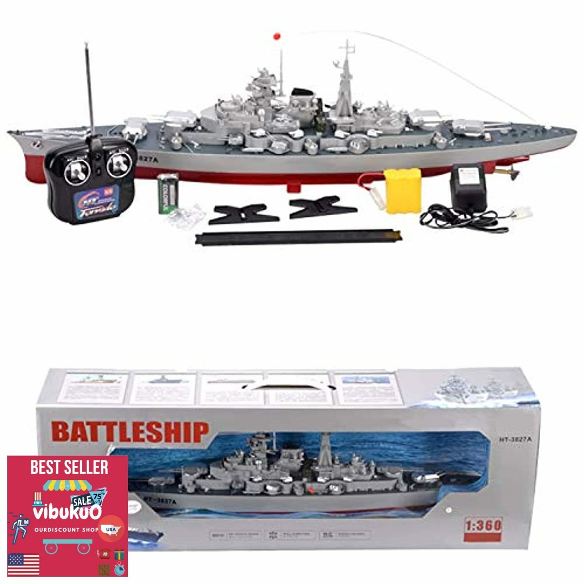 NEW RC SHIP German Bismarck Military Battleship 1/360 RC 28" Warship R