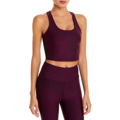 

Aqua Womens Purple Printed Long Line Fitness Bra Top Athletic  BHFO 5587, Port