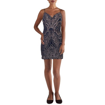 

Jump Apparel Женское темно-синее короткое коктейльное и вечернее платье с напуском  BHFO 3308, Золотой