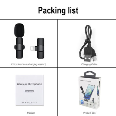Wireless Lavalier Microphone Audio Video Recording Mini Mic For Apple LG Android