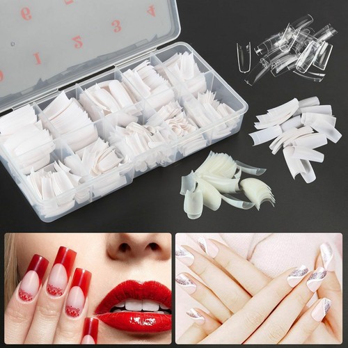 500pc False Nail Tips Full Cover 12 Colors Dried Flower UV Gel Nails Acrylic DIY