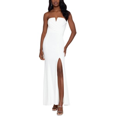 Xscape Женское вечернее платье без бретелек с вырезом лодочкой цвета слоновой кости без бретелек 2 BHFO 7284
