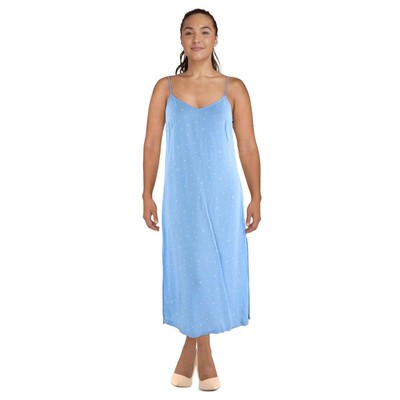 Женское синее макси-платье-комбинация Calvin Klein в горошек 14 BHFO 0790