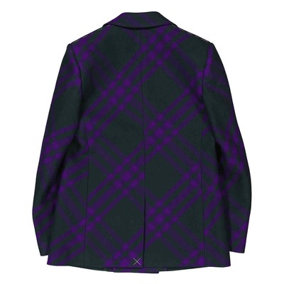 Pre-owned Burberry Ladies Wool Check Print Blazer In Multicolor