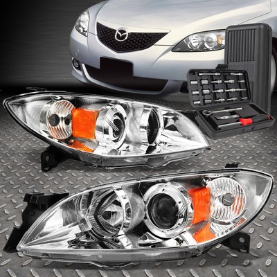ДЛЯ 04-09 MAZDA 3 СЕДАН SDEAN ХРОМИРОВАННЫЕ ЯНТАРНЫЕ УГЛОВЫЕ ФАРЫ-ПРОЕКТОРЫ + НАБОР ИНСТРУМЕНТОВ