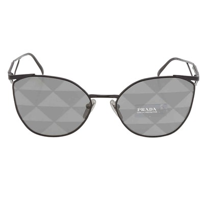 Pre-owned Prada Grey Pattern Silver Irregular Ladies Sunglasses Pr 50zs 1ab03t 59 In Gray