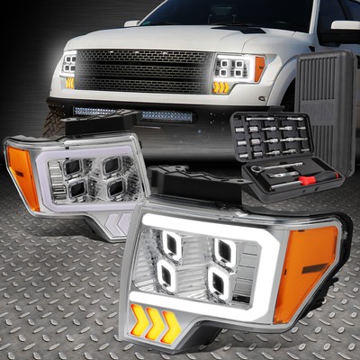 ДЛЯ 09-14 FORD F-150 LED QUAD HALO ХРОМИРОВАННЫЕ ЯНТАРНЫЕ ФАРЫ ПРОЕКТОРА + НАБОР ИНСТРУМЕНТОВ