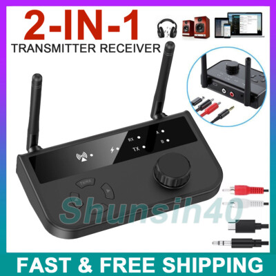 2-in-1 Bluetooth 5.3 Transmitter Receiver Long Range 3.5mm AUX RCA Audio Adapter