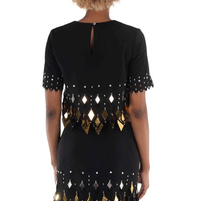 Pre-owned Rabanne Ladies Black Embellished Crop Top